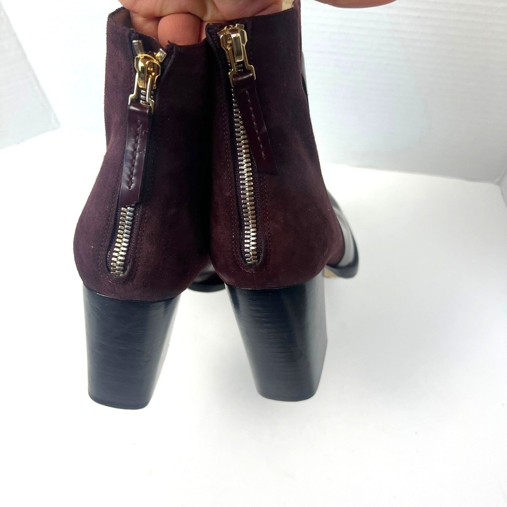 WANT Les ESSENTIELS Burgundy Suede Leather Block Heel Ankle Boots Size 38 US 7.5 - Picture 7 of 12